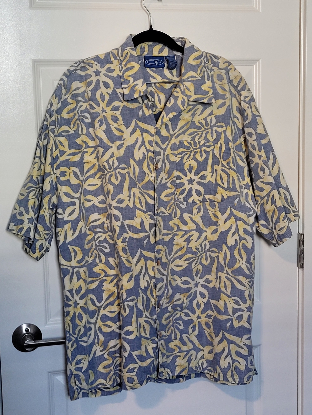 Vintage Ocean Pacific OP Reverse Print Hawaiian Shirt – 90s / Y2K – Blue & Yello